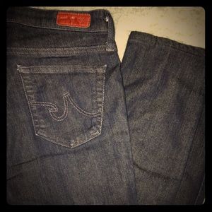 AG Dark Wash Straight Leg Skinny Jeans